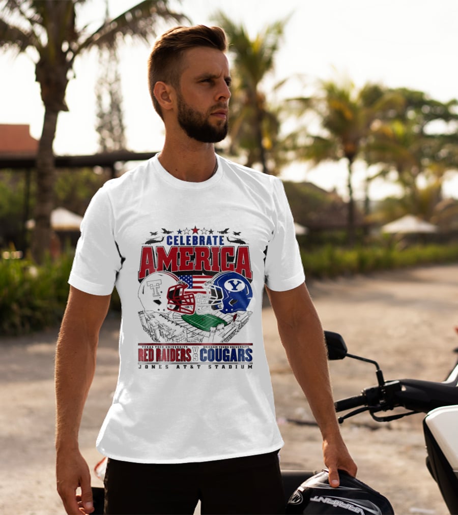 Celebrate America Game Day 2025 Texas Tech Red Raiders Vs Brigham Young Cougars Jones AT&T Stadium T-Shirt