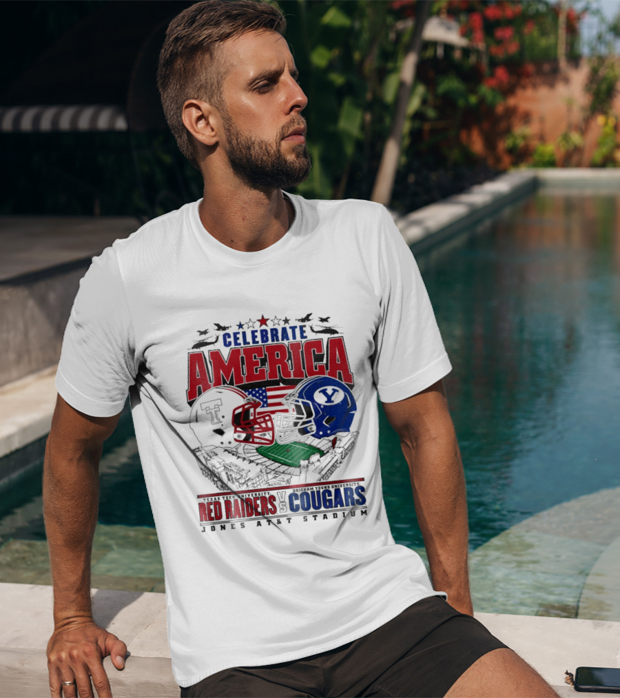 Celebrate America Game Day 2025 Texas Tech Red Raiders Vs Brigham Young Cougars Jones AT&T Stadium T-Shirt