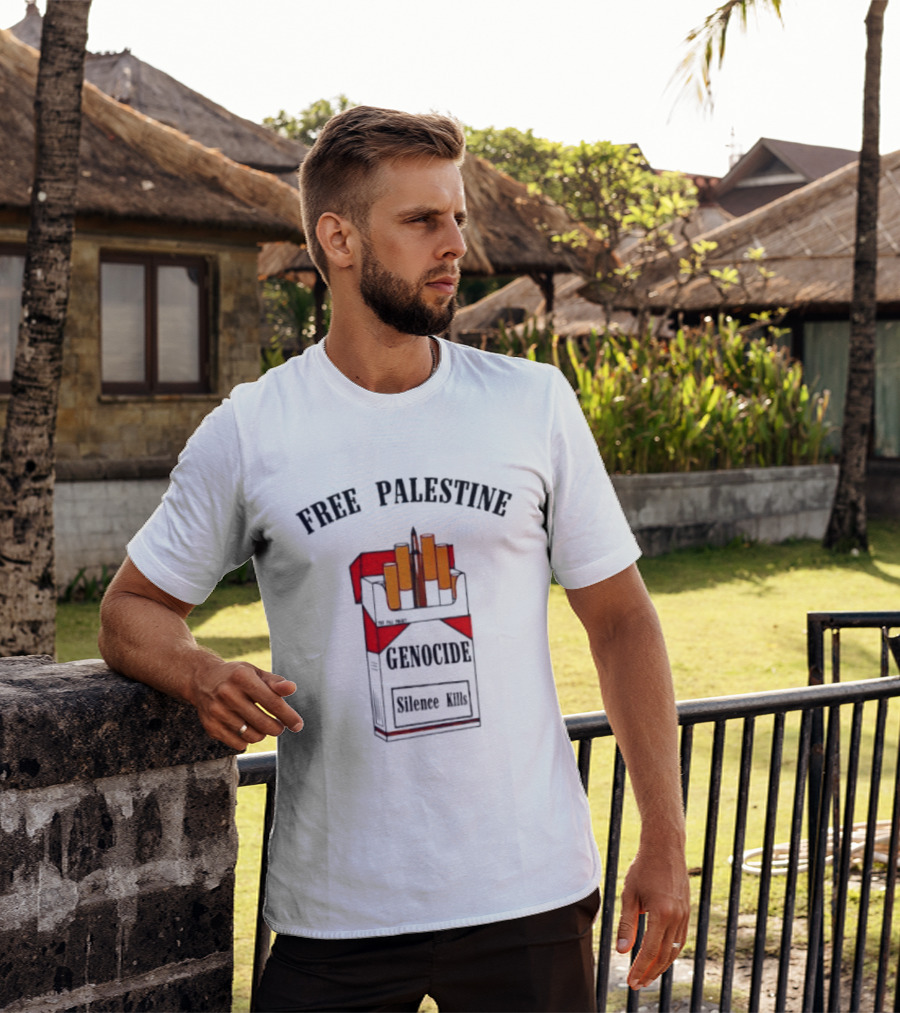 Free Palestine Genocide Silence Kills Cigarette Pack T-Shirt