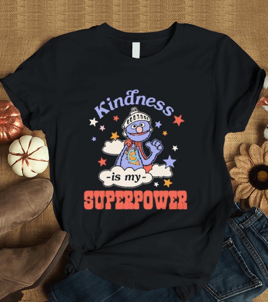 Kindness Is My Superpower Grover Colorful Stars And Clouds T-Shirt