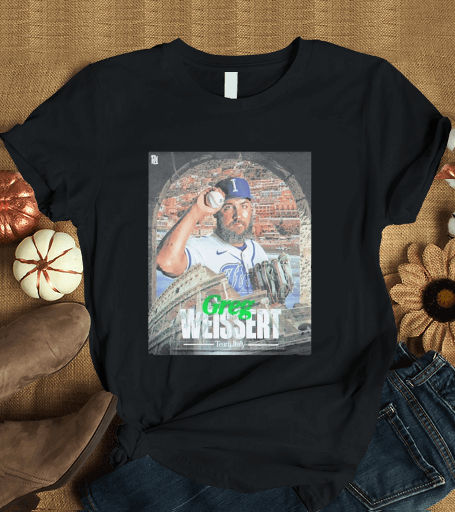 Greg Weissert Italy Pitcher Blue Colosseum Baseball Player T-Shirt