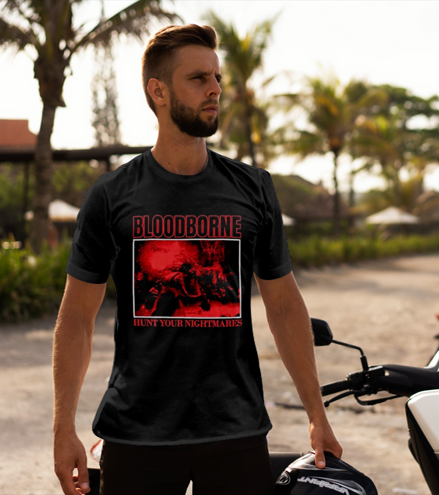 Bloodborne Hunt Your Nightmares Red Hunter Gamers Merch Fan T-Shirt