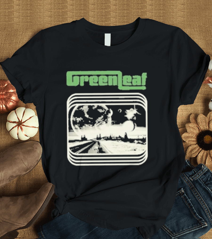 Greenleaf Black Space Scenic Globe With Railway Tracks T-Shirt