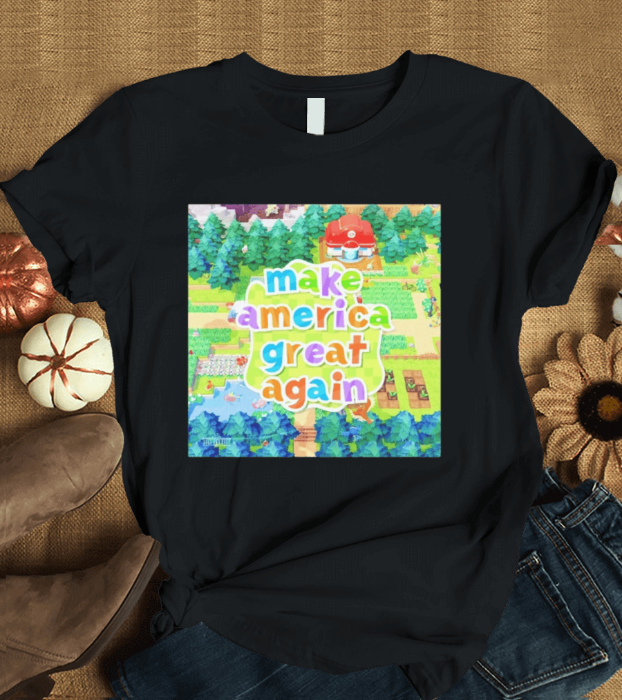 Make America Great Again Colorful Forest Game Inspired Scenery White House Pokopia Generator T-Shirt