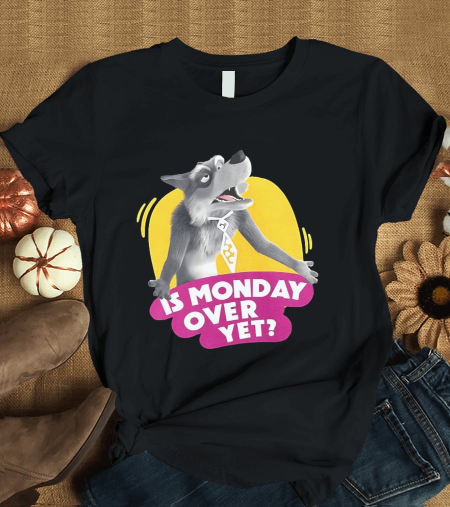 Masha And The Bear Wolf Character Asking Is Monday Over Yet T-Shirt