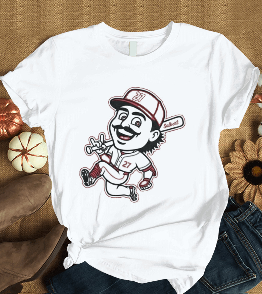 Sal Stewart Baseball Mascot Character With Bat And Mustache T-Shirt
