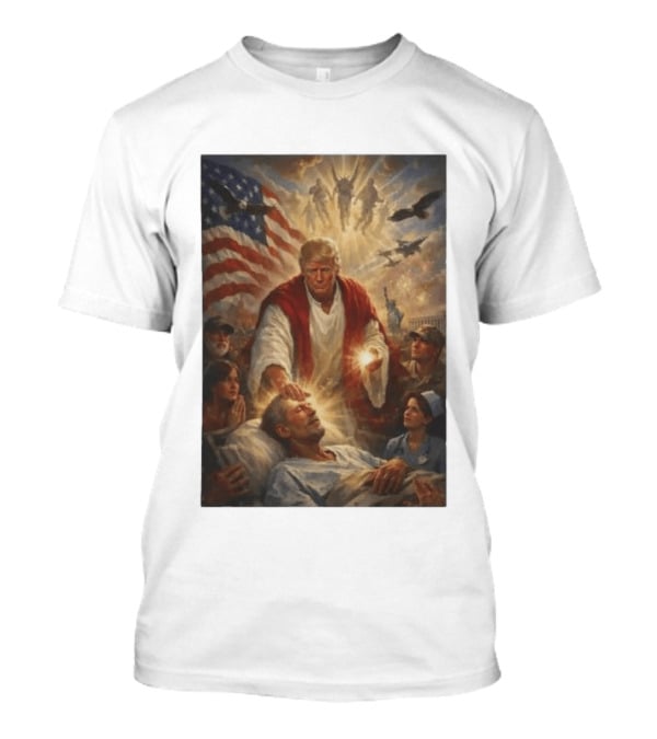 Trump Jesus Epstein Biblical Revelation Imagery With American Flag T-Shirt