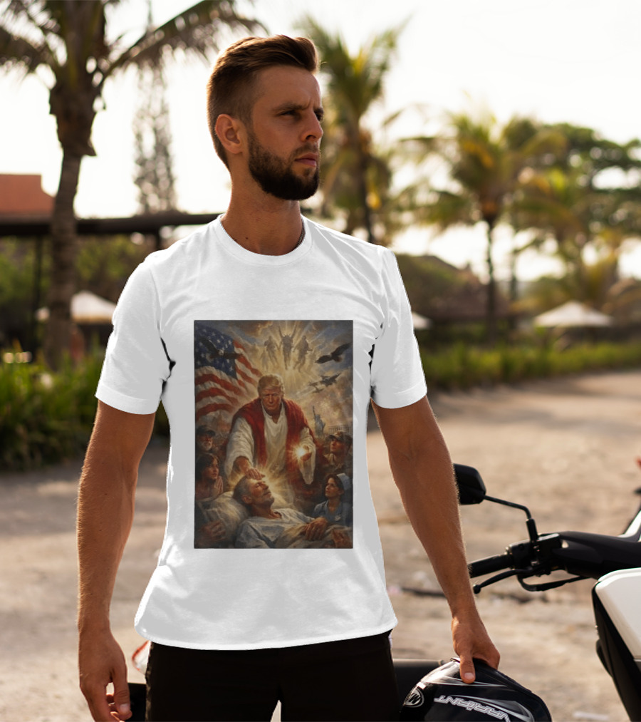 Trump Jesus Epstein Biblical Revelation Imagery With American Flag T-Shirt