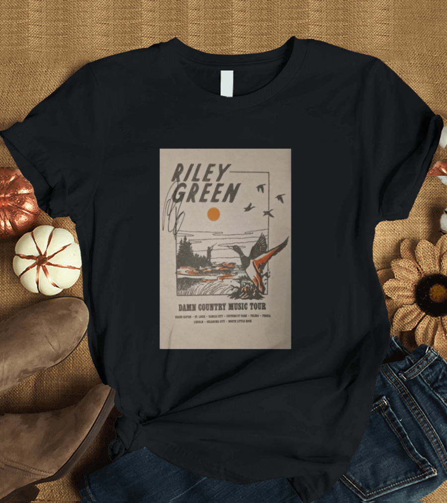 Riley Green Signed Damn Country Music Tour T-Shirt