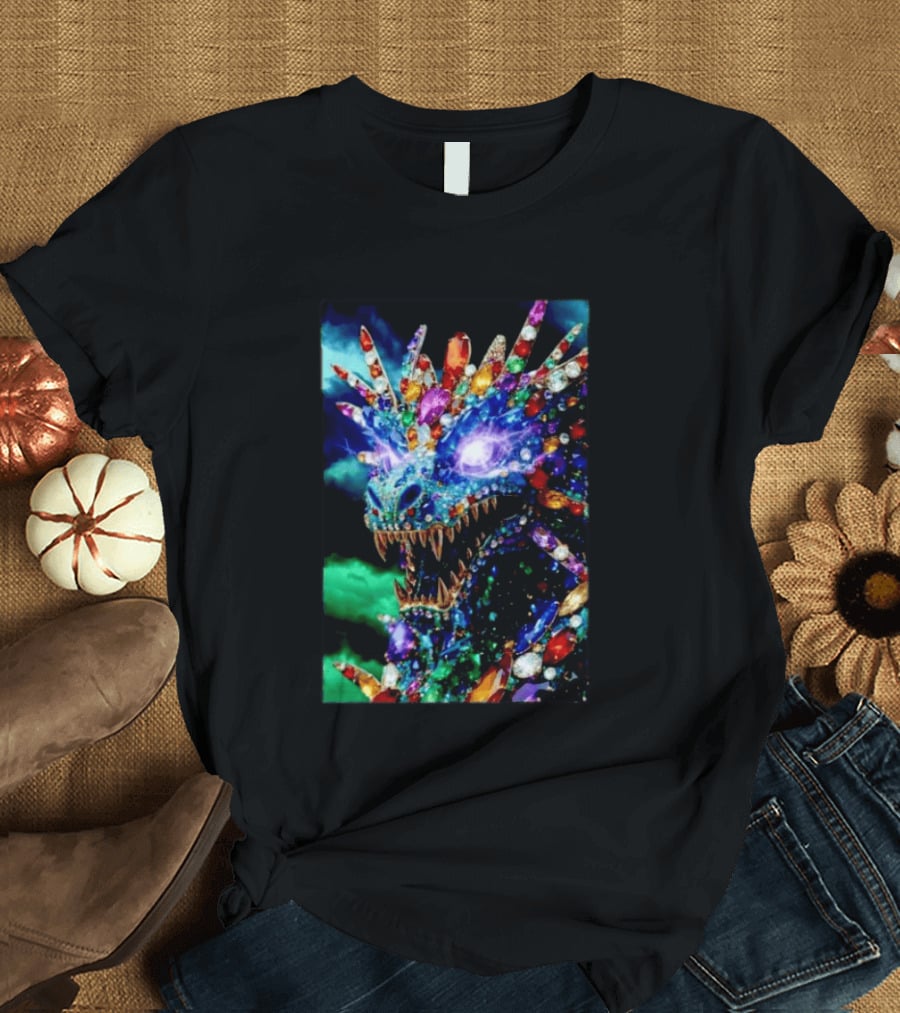 Dragon Crystal Psychedelic Gem Monster Multicolor Jewel Encrusted Creature T-Shirt