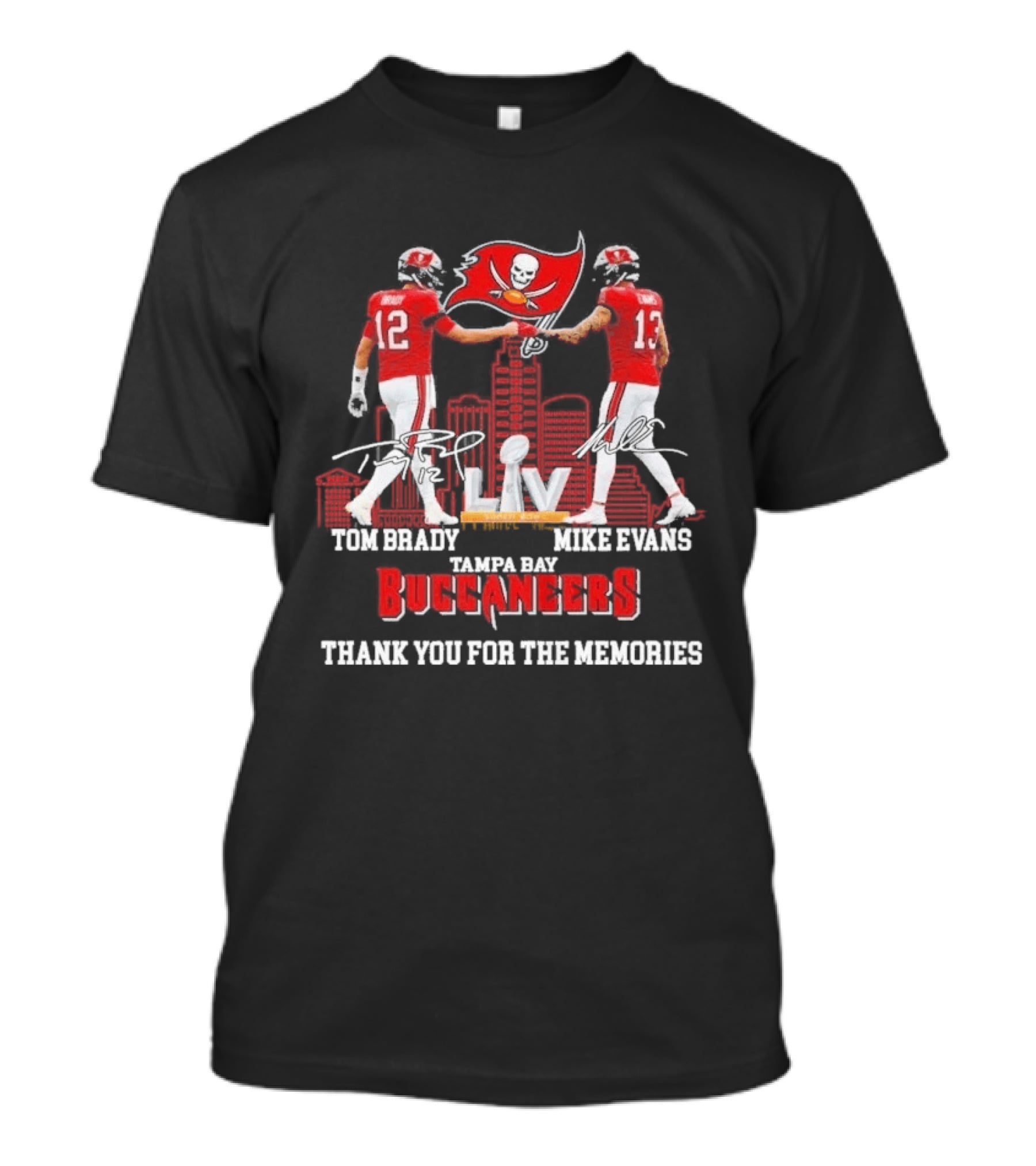 Tom Brady Mike Evans Tampa Bay Buccaneers LIV Thank You For The Memories T-Shirt