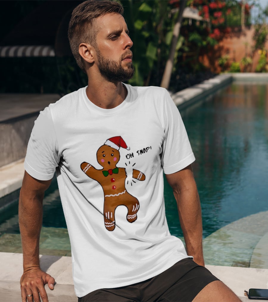 Gingerbread Man Oh Snap Broken Arm Christmas Humor T-Shirt