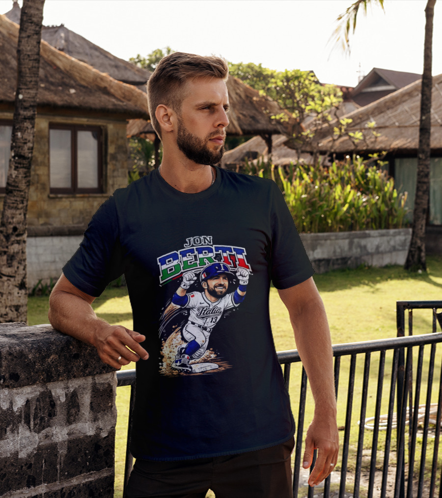 Jon Berti Italy Baseball Classic Caricature 13 T-Shirt