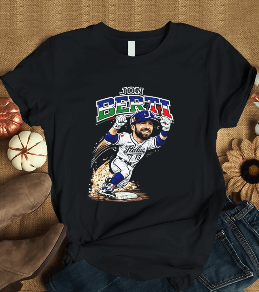 Jon Berti Italy Baseball Classic Caricature 13 T-Shirt