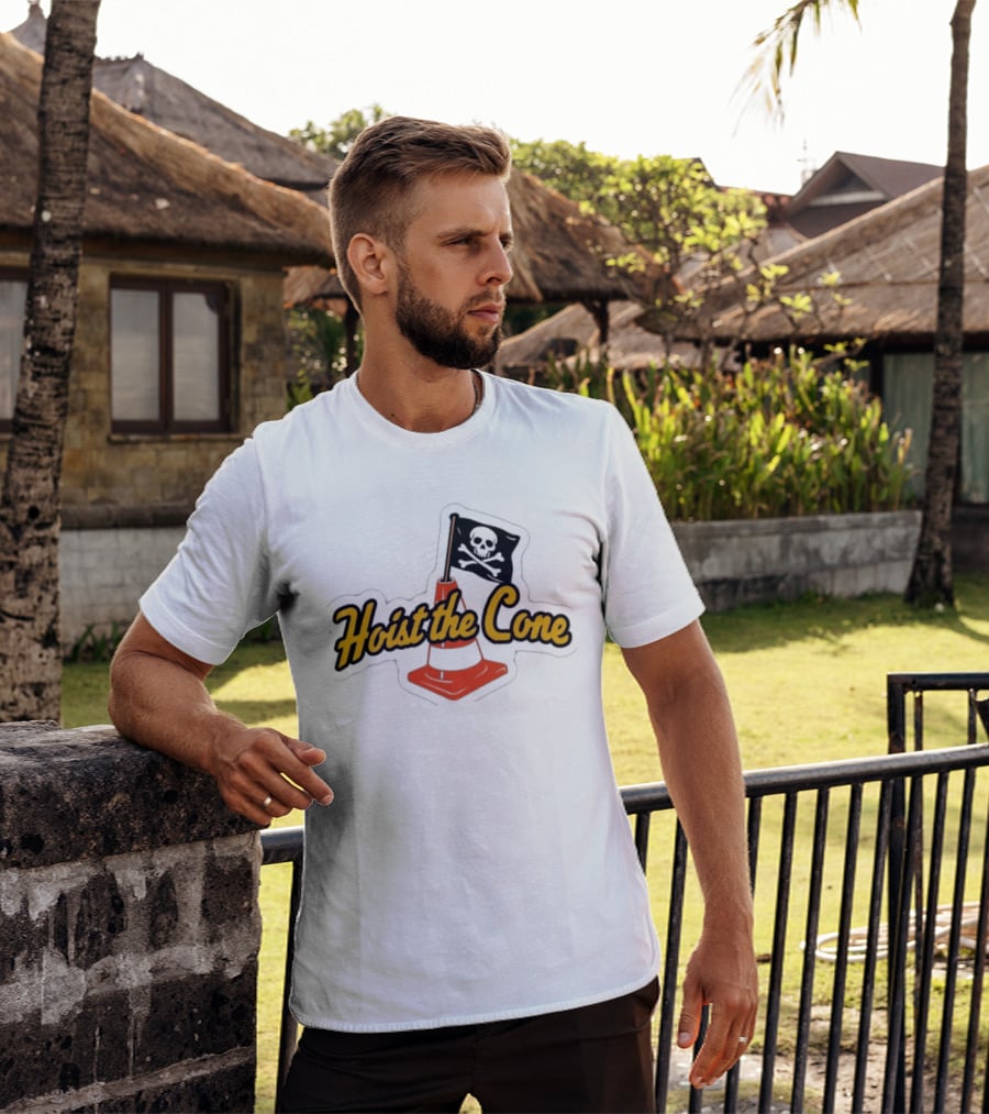 Hoist The Cone Skull Flag Orange Traffic Cone T-Shirt
