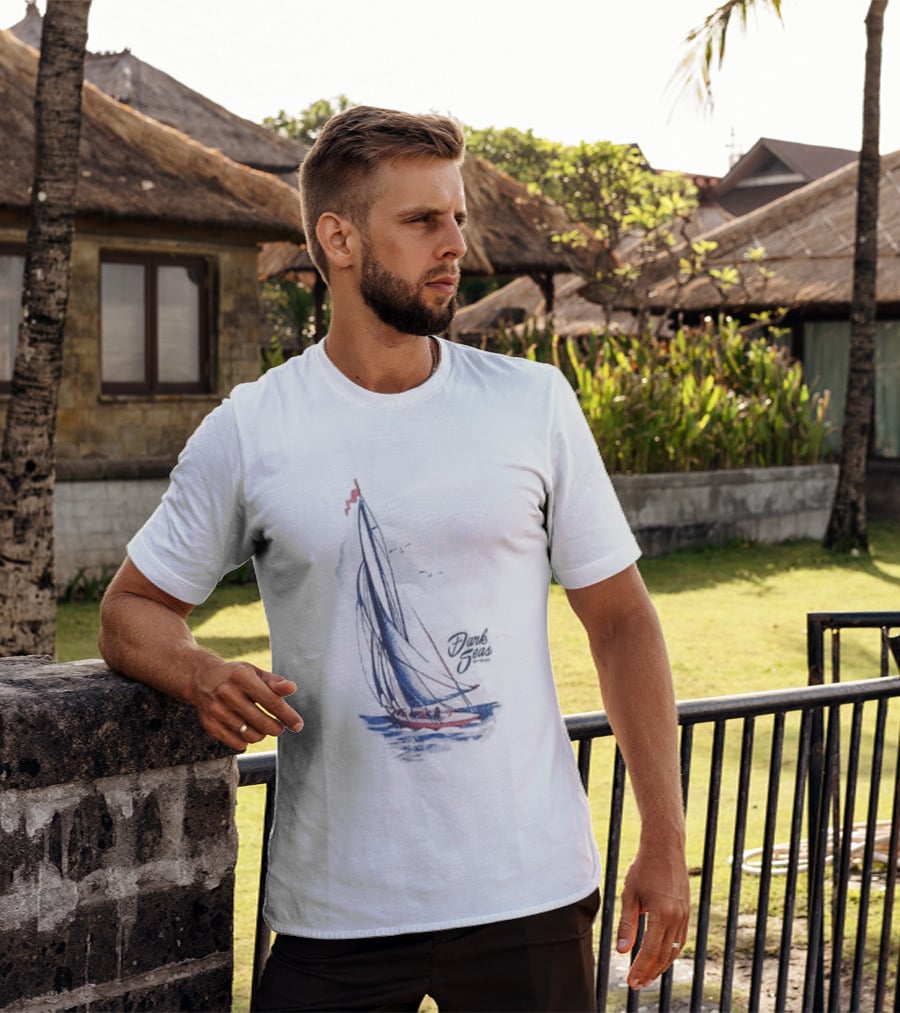 Dark Seas Smooth Sails Sailboat Nautical Adventure T-Shirt