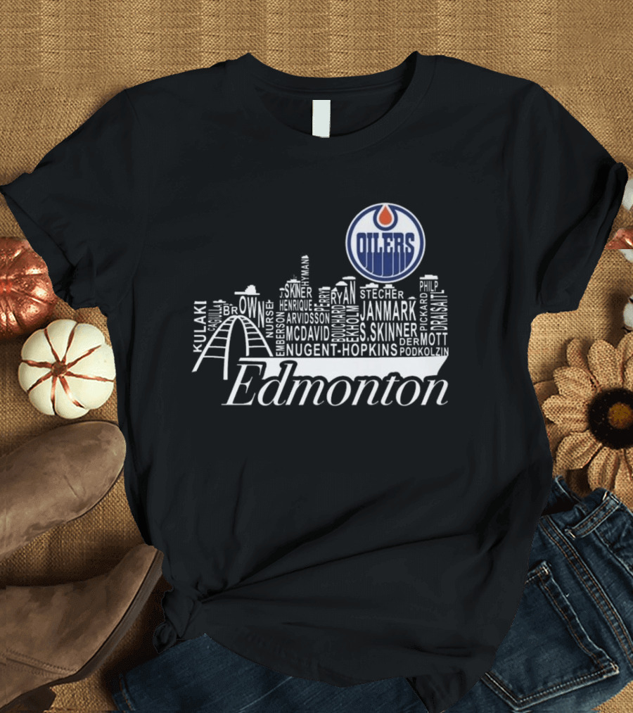 Edmonton Oilers Skyline Names 2025 McDavid Draisaitl Hyman Nugent Hopkins Smith T-Shirt