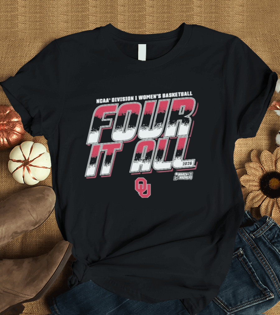NCAA Division I Women's Basketball Oklahoma Sooners Four It All 2026 OU T-Shirt
