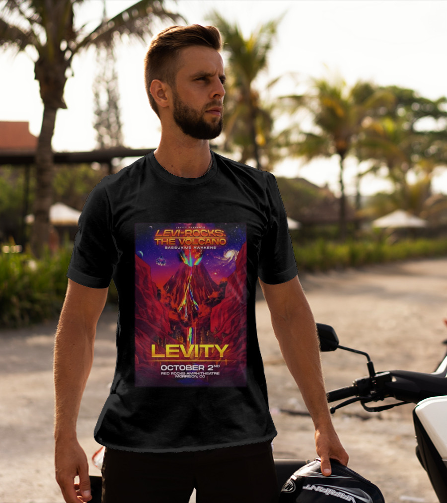 Levity Presents Levi Rocks The Volcano Bassuvius Awakens Red Rocks Amphitheatre October 2nd Morrison CO T-Shirt