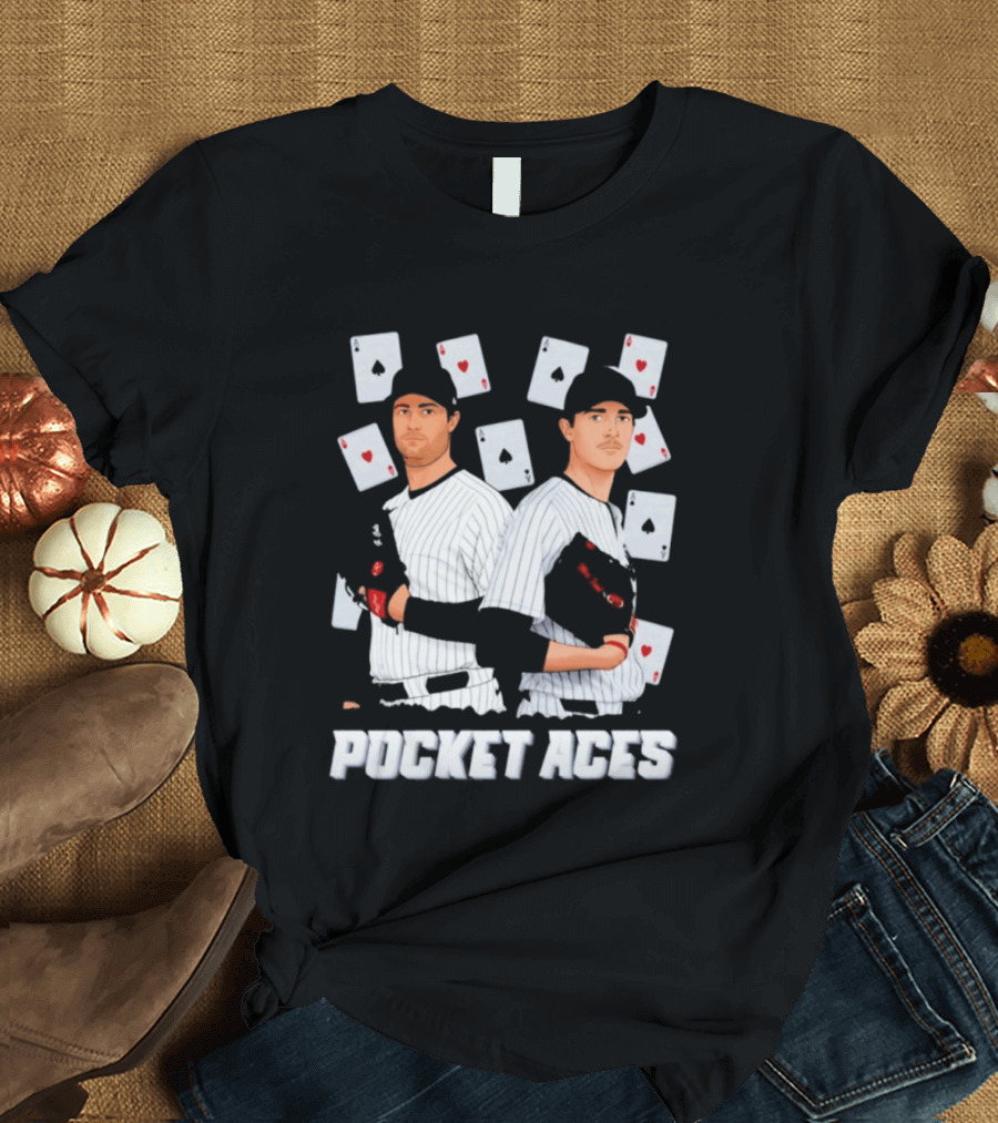 Max Fried Gerrit Cole New York Yankees MLB Pocket Aces Baseball Cards T-Shirt