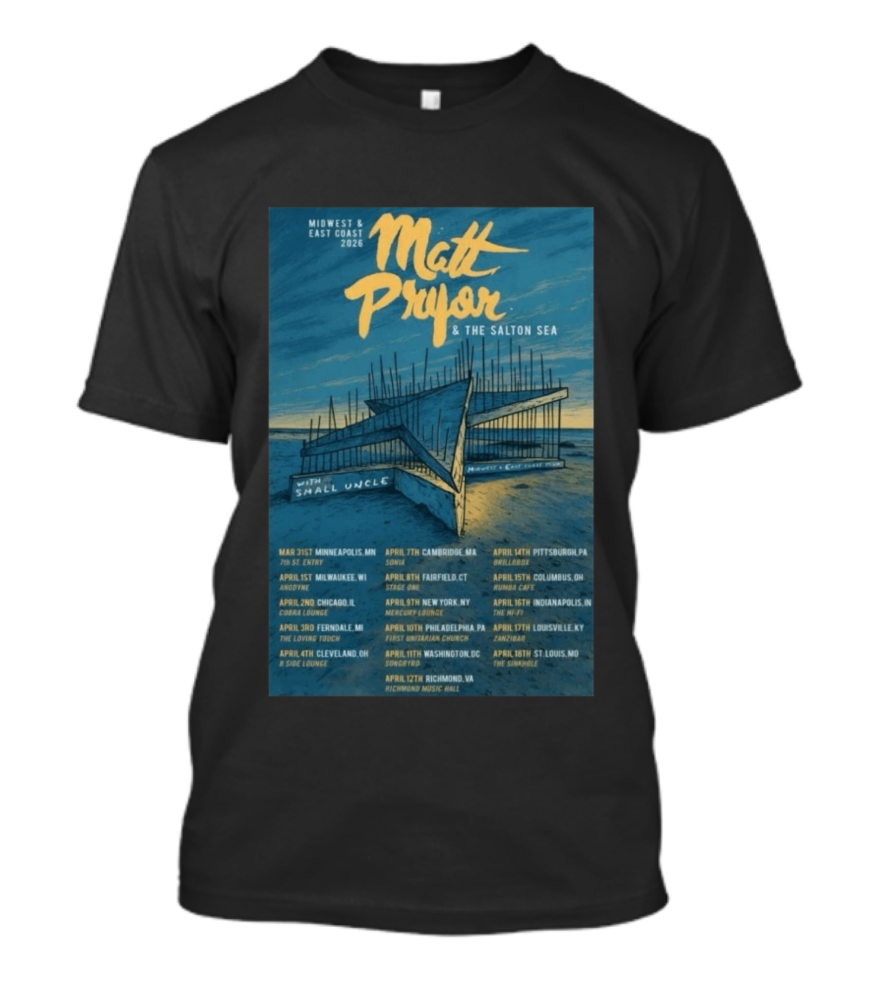 Matt Pryor Midwest East Coast 2026 Tour Matt Pryor And The Salton Sea With Small Uncle T-Shirt