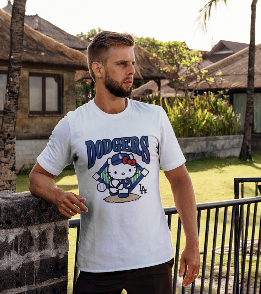 Hello Kitty Los Angeles Dodgers Baseball Crossover Fan Merchandise T-Shirt