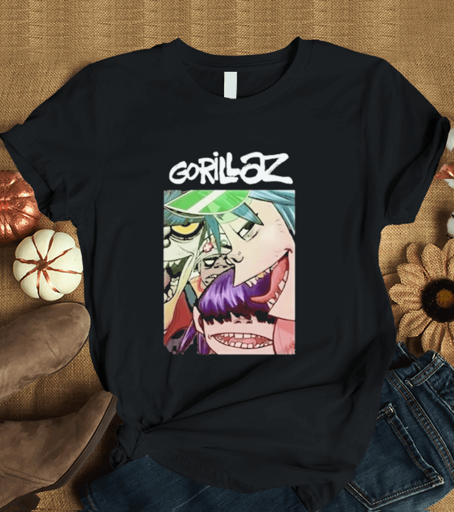 Gorillaz Cartoon Band Characters Art Comic T-Shirt