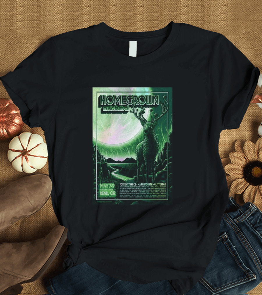 Homegrown Music Festival Bend OR May 7 9 2026 Century Center Polyrhythmics Marchfourth Glitterfox T-Shirt