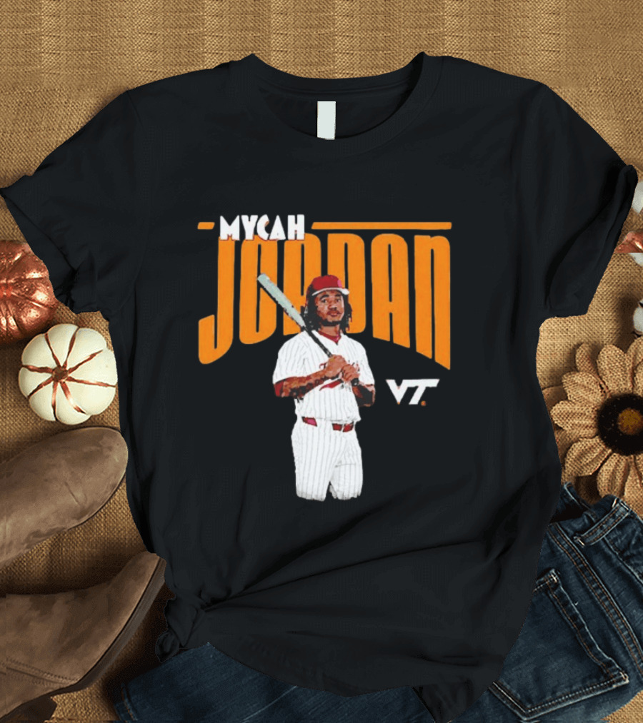 Mycah Jordan VT Baseball Virginia Tech Hokies Player T-Shirt