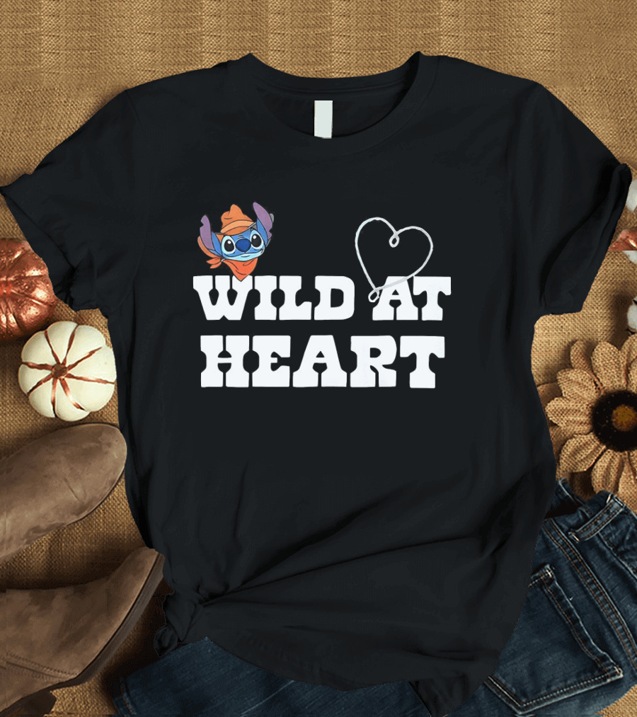Stitch Wild At Heart With Love Icon And Fun Expression T-Shirt