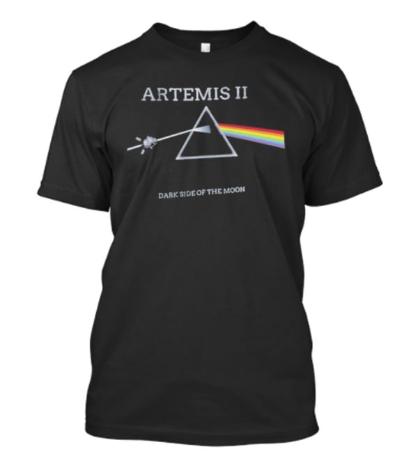 Artemis II Dark Side Of The Moon Prism Rainbow Exploration T-Shirt
