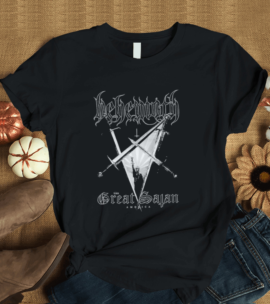 Behemoth Great Satan Inverted Cross Swords T-Shirt