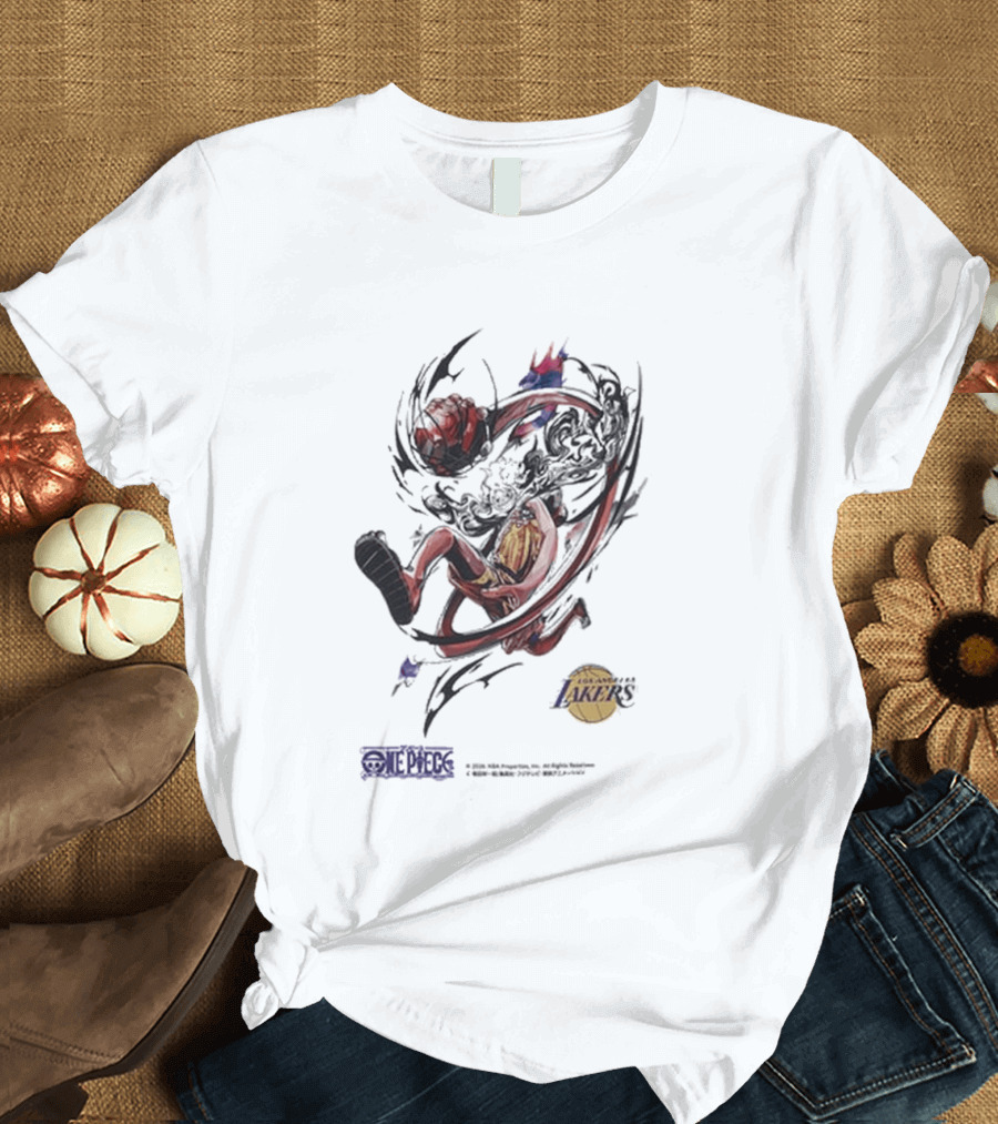 Monkey D Luffy Los Angeles Lakers One Piece NBA 2026 Collaboration 5656 T-Shirt