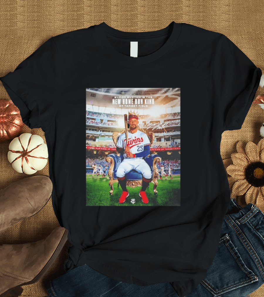 Byron Buxton New Home Run King Target Field Minnesota Twins 25 Throne Crown T-Shirt