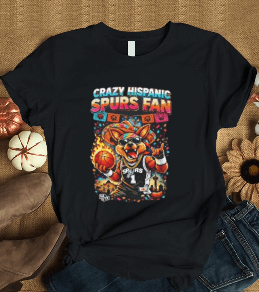 Crazy Hispanic Spurs Fan Fiesta Basketball San Antonio Vibes T-Shirt
