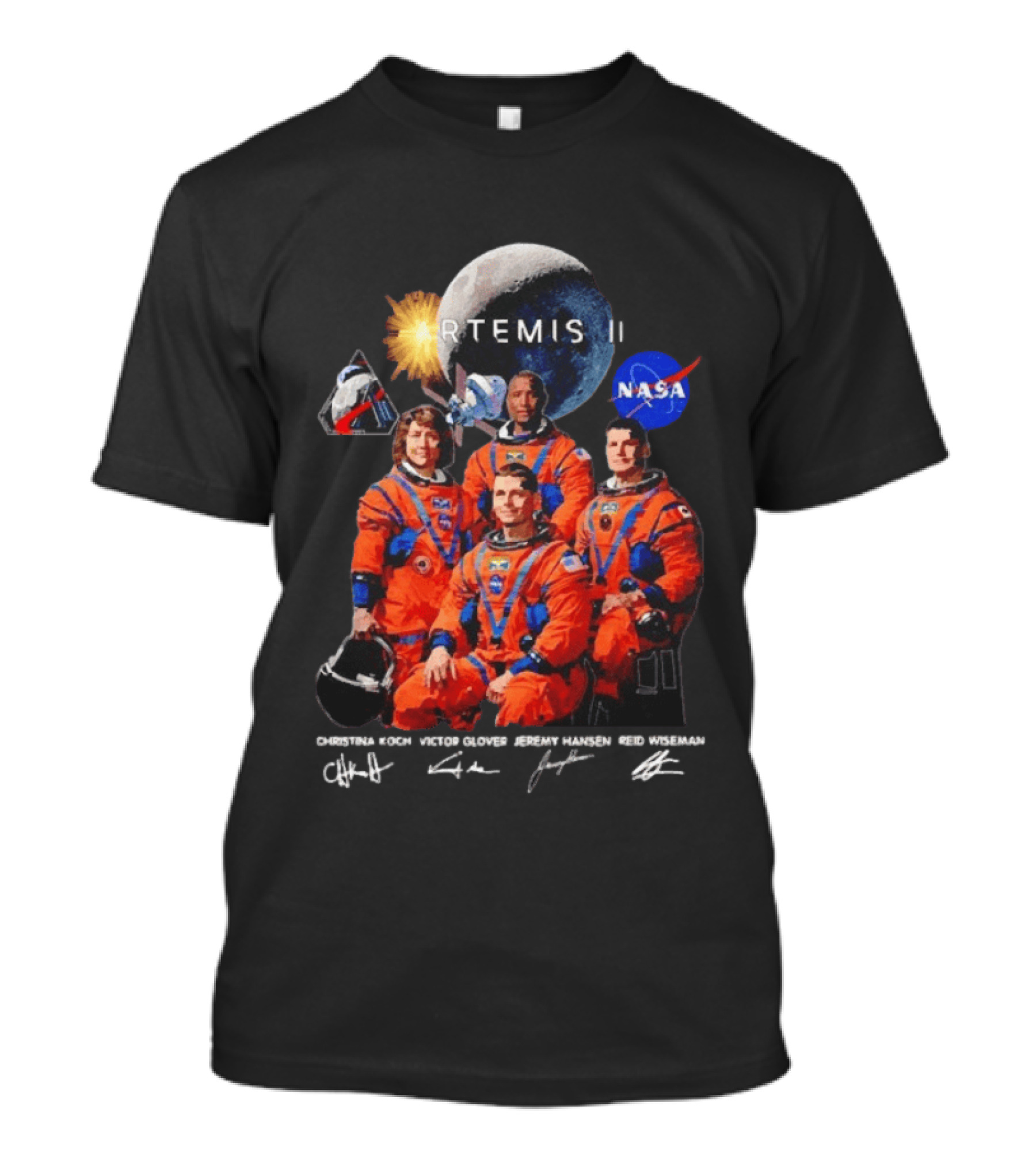 NASA Artemis II Christina Victor Jeremy Reid Astronaut Crew Moon Mission T-Shirt