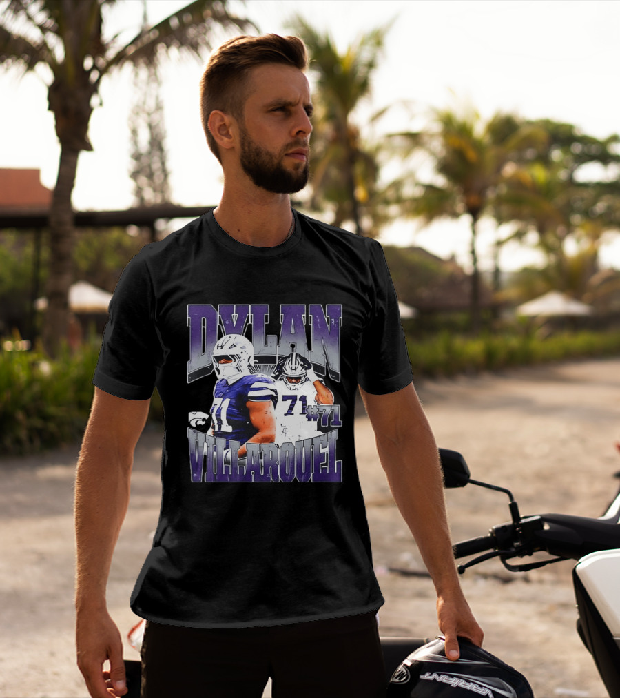 Dylan Villarouel Kansas State Wildcats Football #71 Player T-Shirt