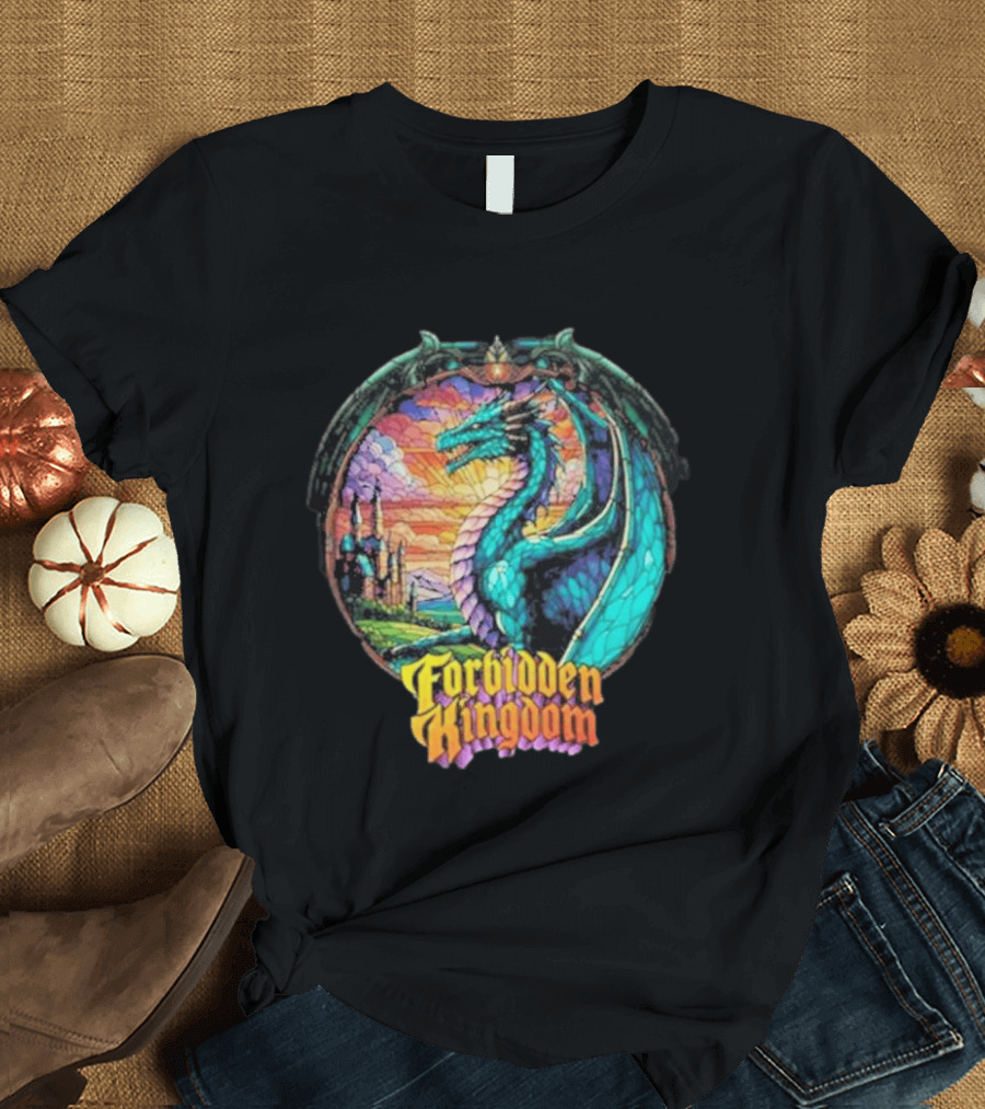 Forbidden Kingdom 2026 Divine Dragon Stained Glass Castle Fantasy T-Shirt