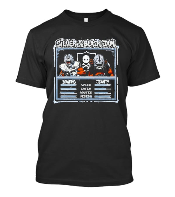 Silver Black Jam Brock Bowers Ashton Jeanty Raiders Speed Catch Routes Vision T-Shirt