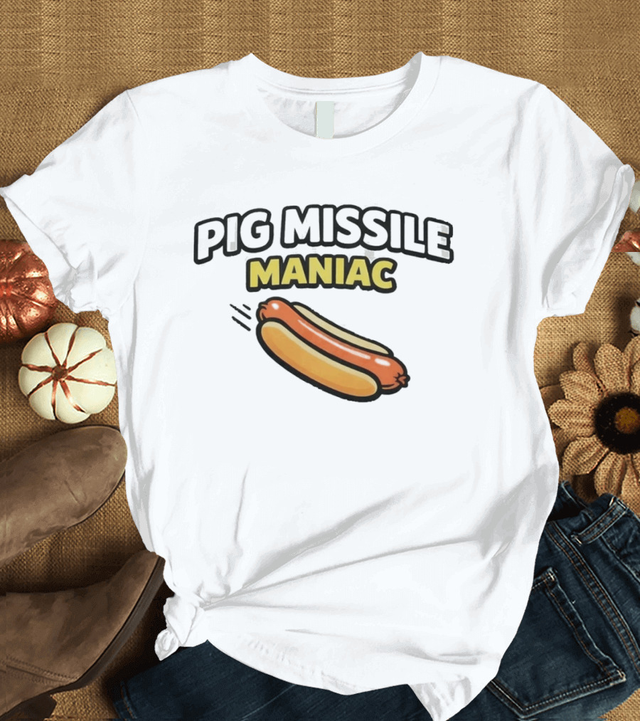Pig Missile Maniac Hot Dog T-Shirt
