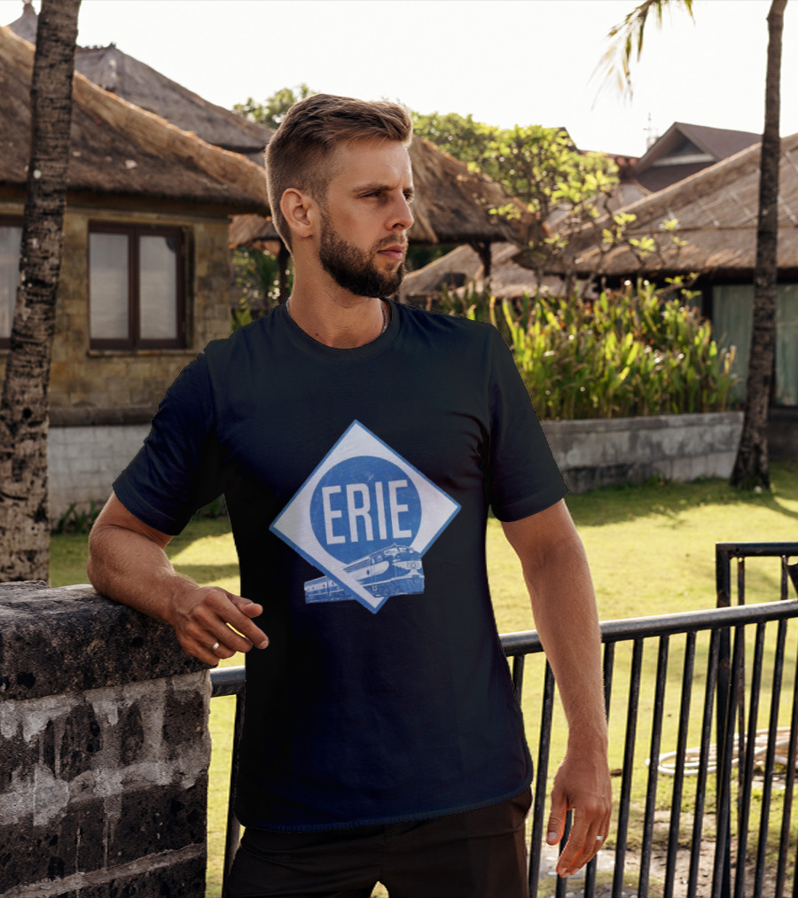 Erie Railway Train Vintage Blue T-Shirt