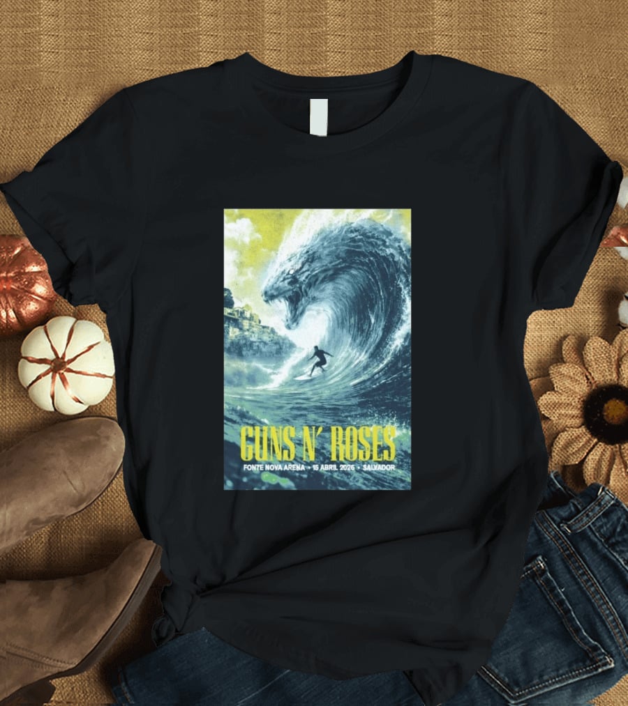 Guns N' Roses Concert April 15 2026 Fonte Nova Arena Salvador Surfer Wave T-Shirt