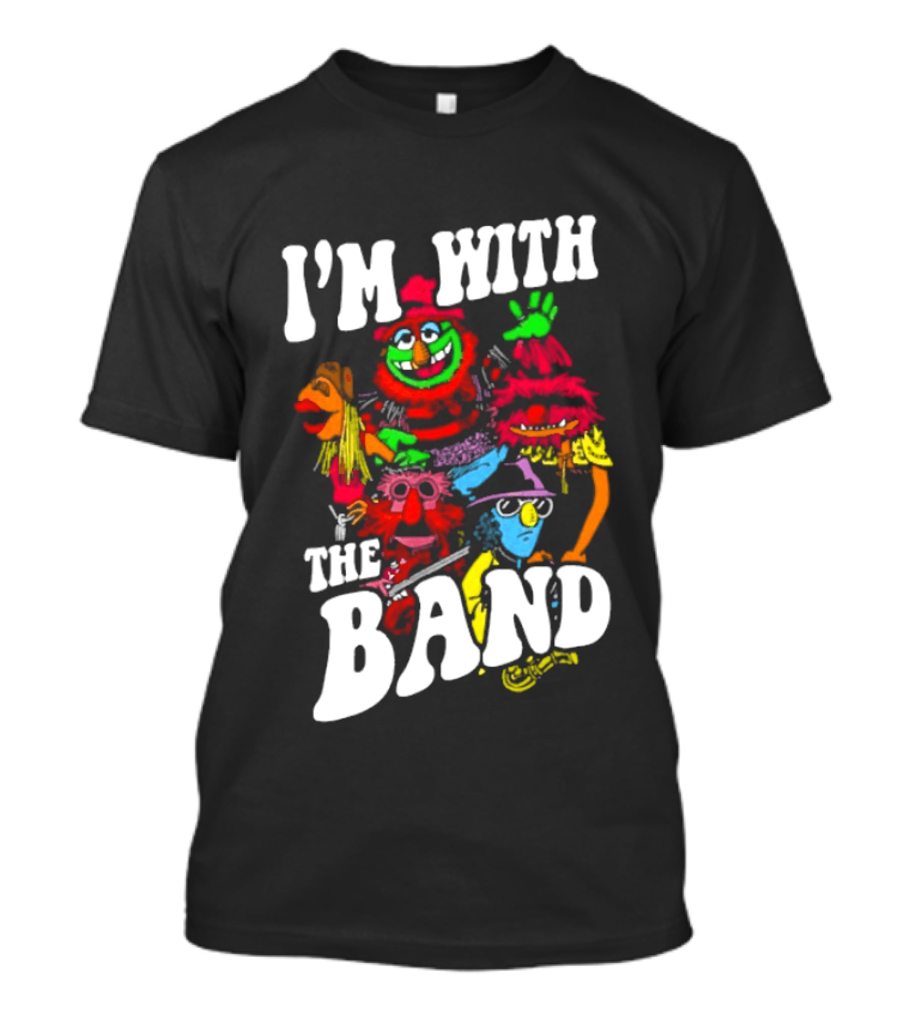 I'm With The Band Muppet Characters Colorful Collage T-Shirt