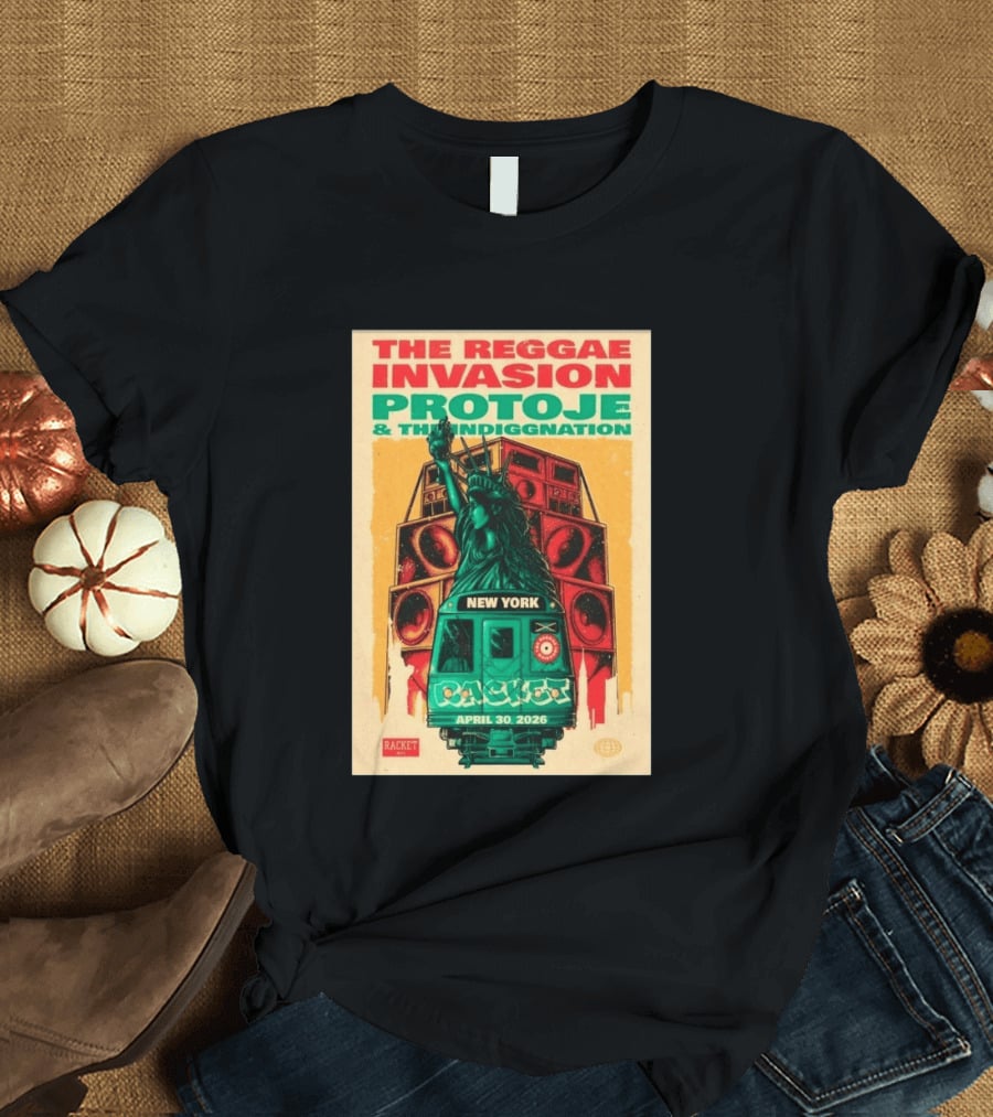 The Reggae Invasion Protoje Indiggnation New York April 30 2026 T-Shirt
