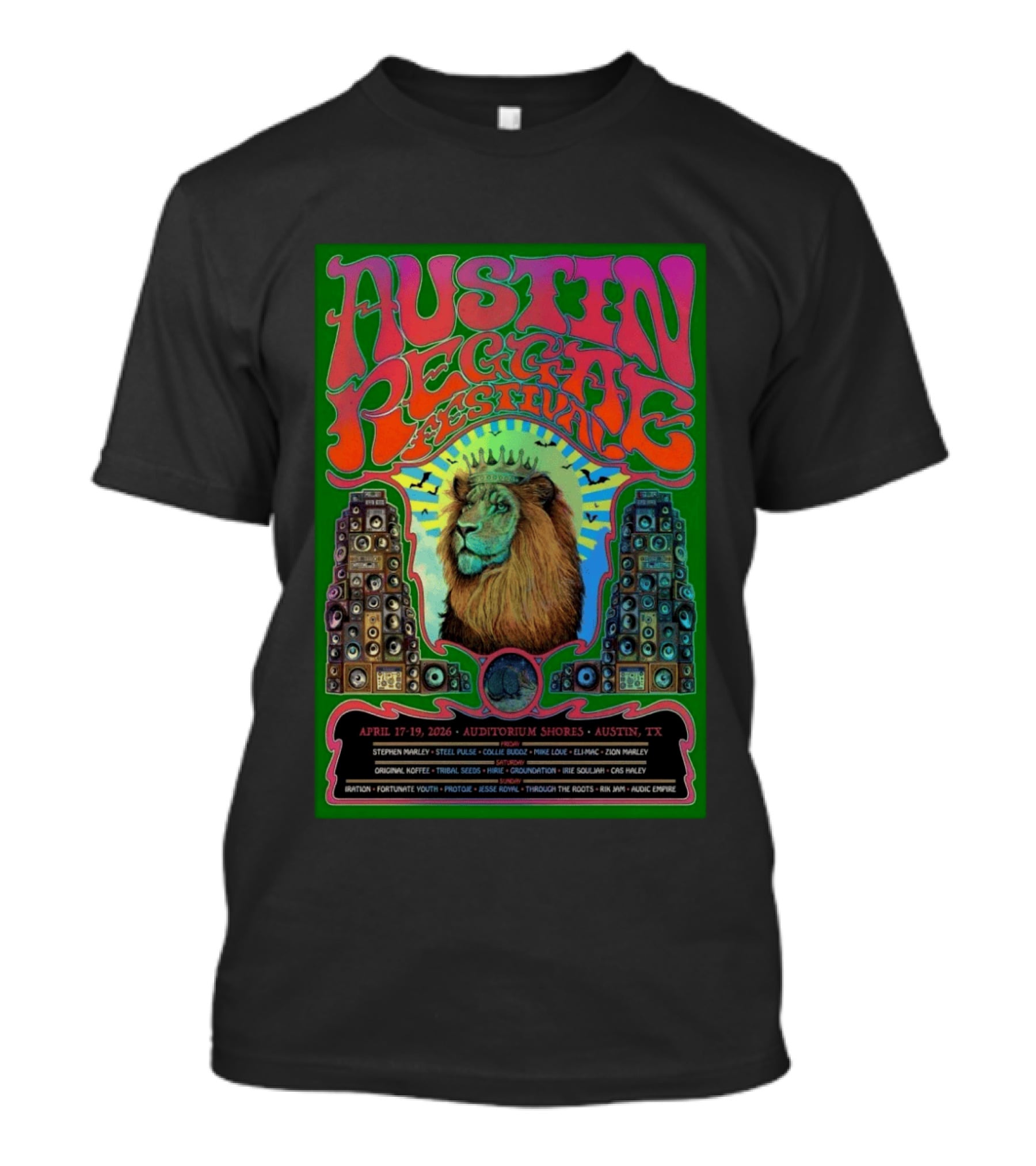 Austin Reggae Festival 2026 Auditorium Shores Stephen Marley Ziggy Marley Iration Jesse Royal Fortunate Youth T-Shirt