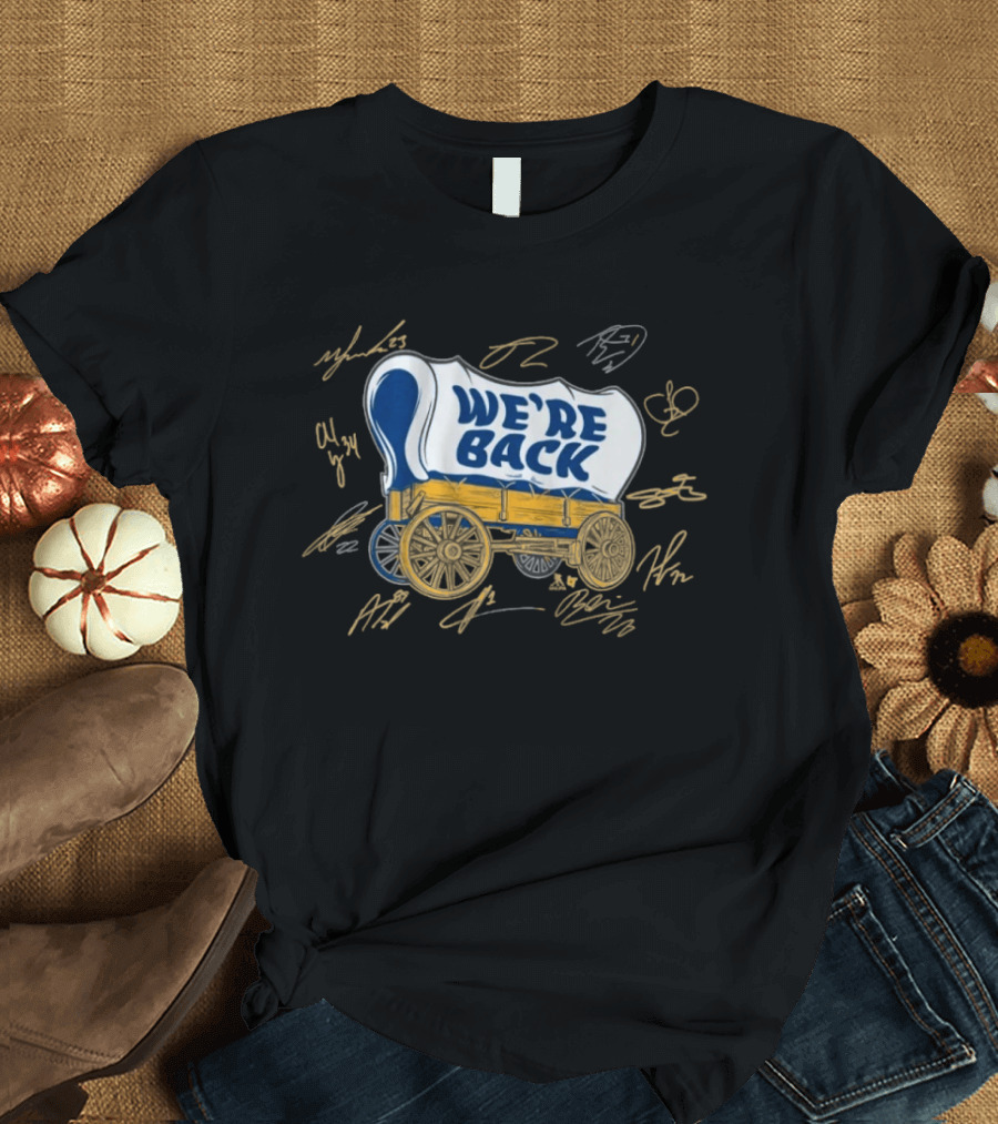 We're Back Buffalo Hockey Wagon Team Player Signatures T-Shirt