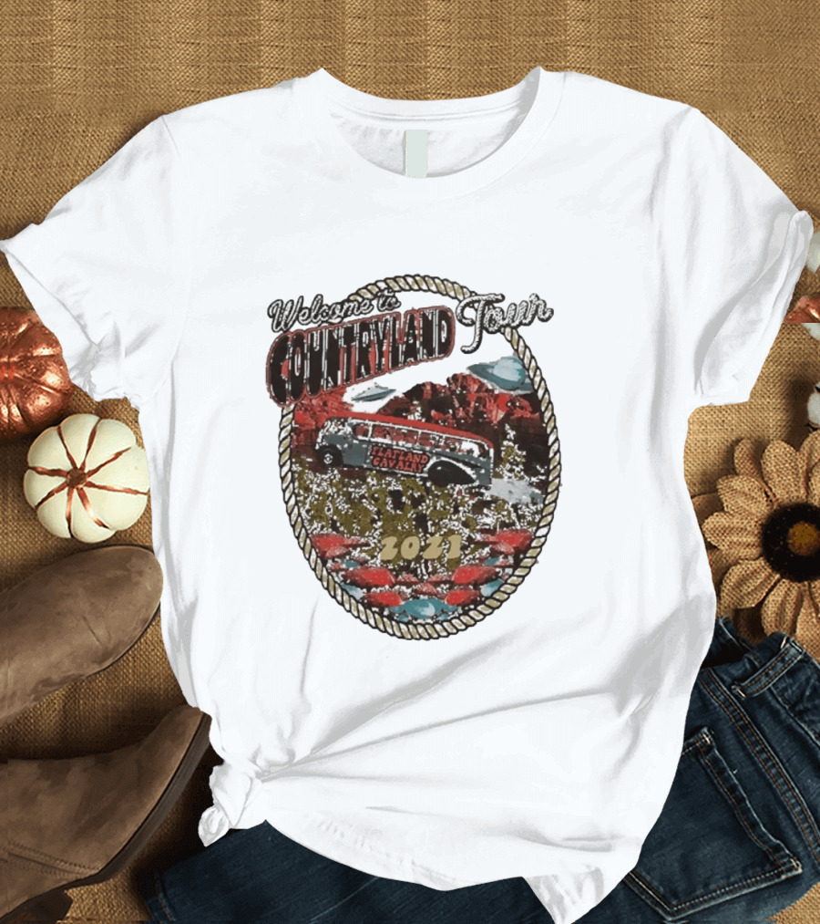 Welcome To Countryland Tour 2021 Flatland Cavalry Bus And Desert Scene T-Shirt