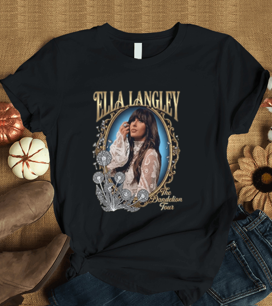 Ella Langley The Dandelion Tour Vintage Portrait Frame Floral Lace Elegance T-Shirt