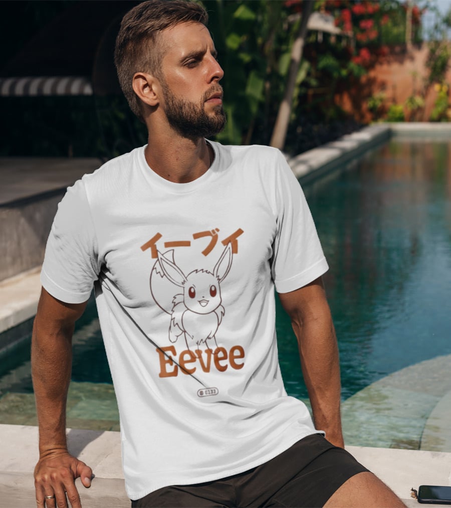 Japanese Minimalist Eevee Streetwear Fashion Anime T-Shirt