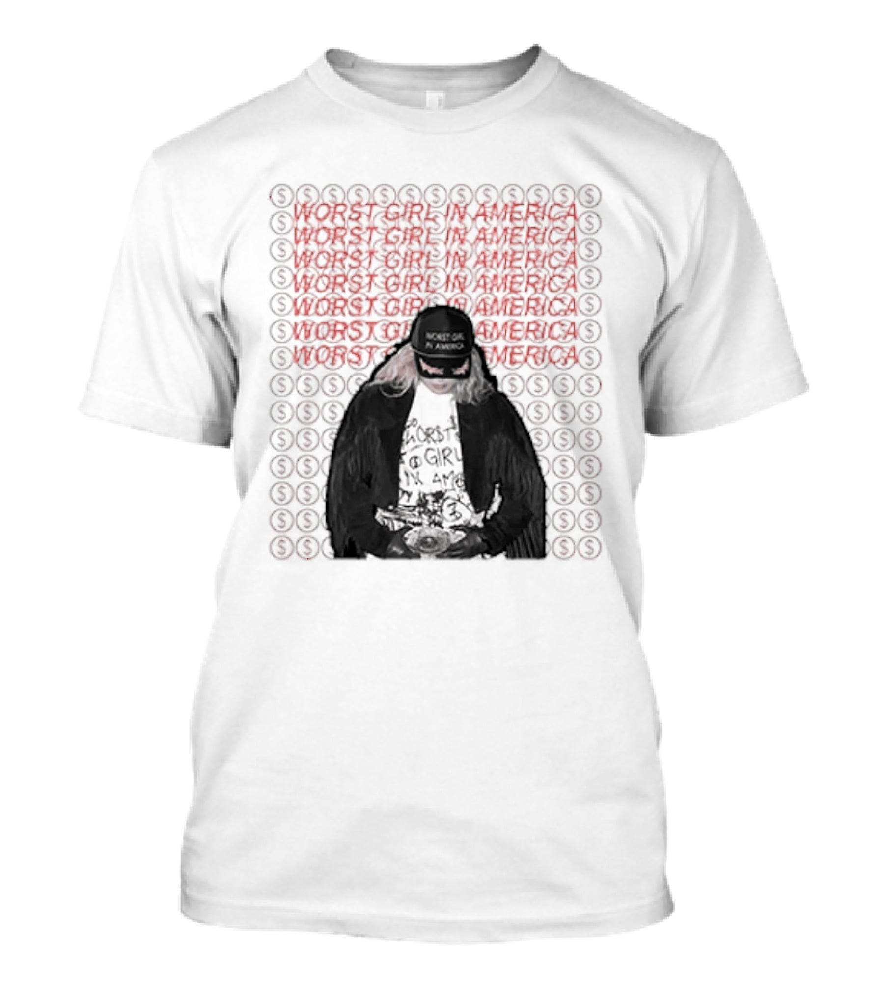 Slayyyter Worst Girl In America Black And White Goth Punk Style Red T-Shirt